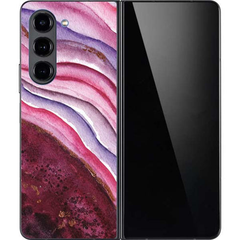Plum Watercolor Geode Galaxy Z Fold5 5G Skin